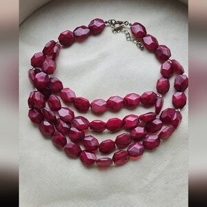 Multi-Strand Faceted Fuchsia Necklace - Women Jewelry